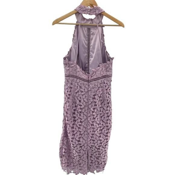 Revolve Bardot Gemma Light Lavender Floral Overlay Detail Midi Dress Size 10 - Picture 8 of 14